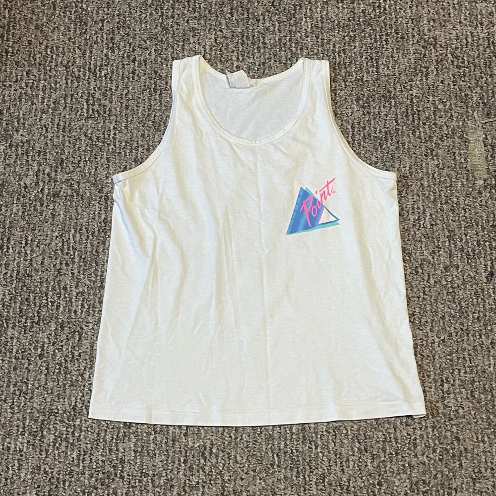 Vintage White Tank Top with Graphic Print Sz M